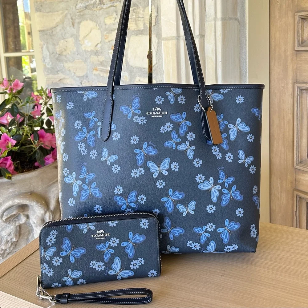 Coach | Bags | Coach Butterflies City Tote Handbag Pursewallet Nwt